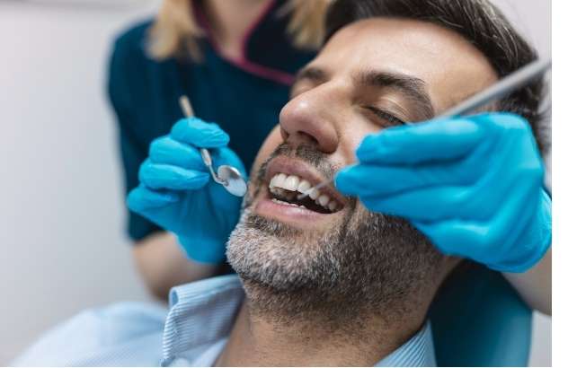 Tartar and Plaque Removal Dental hygienist removing tartar with a scaler